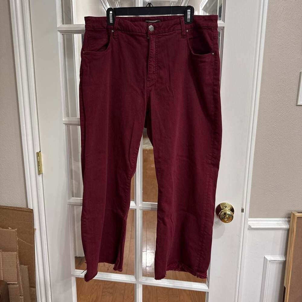 Kut from the Kloth Burgundy High-Waisted Straight Leg Jeans